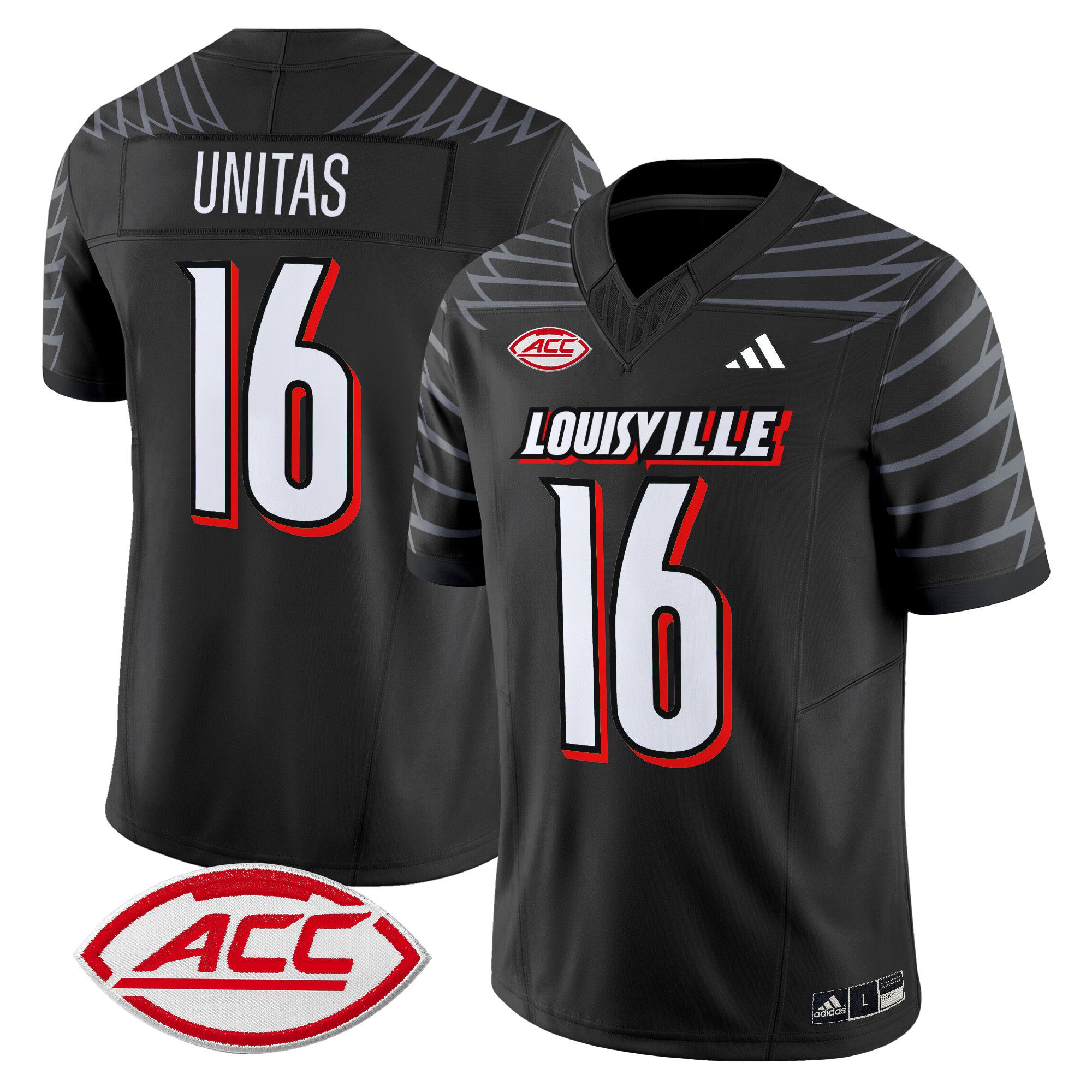 Men Louisville Cardinals #16 Unitas Black 2024 Vapor Limited NCAA Jersey style 1